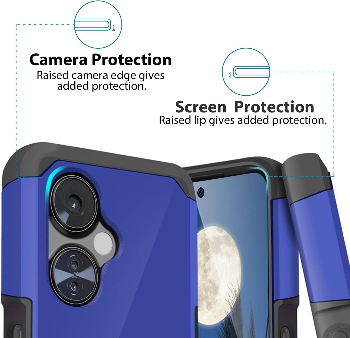 TJS Compatible for Oneplus Nord N30 5G Case, with Tempered Glass Screen Protector Dual Layer Hybrid (Magnetic Mount Friendly) Shockproof Drop Protection Impact Phone Case (Blue)  TJS   