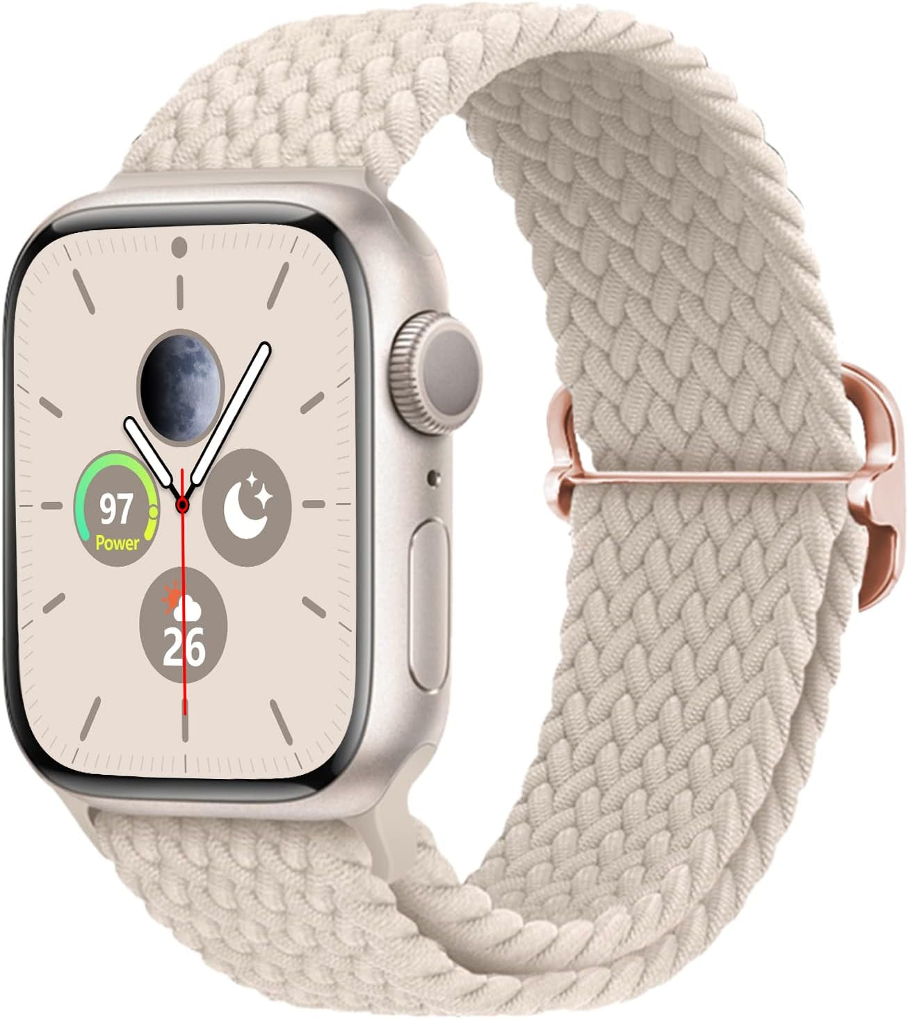 Stretchy Braided Solo Loop Compatible with Apple Watch Bands 38Mm 40Mm 41Mm 42Mm 44Mm 45Mm for Women Men Adjustable Straps Elastic Sport Wristbands for Iwatch Series 8 7 6 SE 5 4 3 2 1 Ultra  MBNIBNVT Starlight 38/40/41MM 