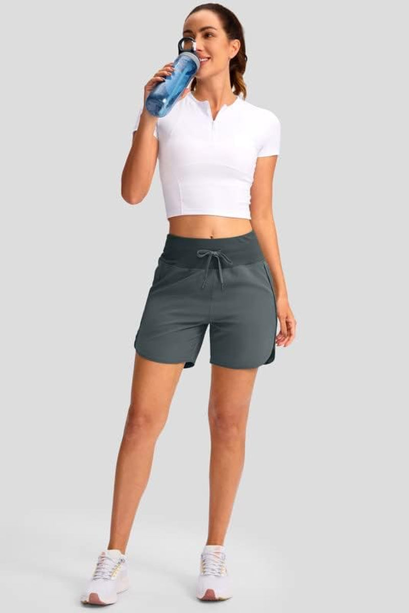 YYV Women'S 5" Running Athletic Shorts High Waisted Lightweight Workout Shorts for Women with Zipper Pockets  YYV   