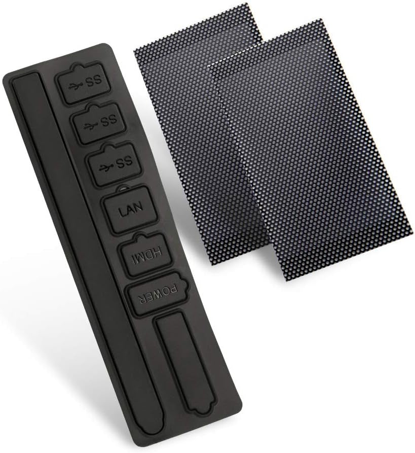 GOTRUTH Series X 8 Silicone Dust Plugs and 2 PVC Meshs Set,Usb HDMI LAN Power Cd-Driver Interface Anti-Dust Cover Dustproof Plug for Xbox Series X Console Accessories-10Pcs (Xbox Series X, Black)  wds   