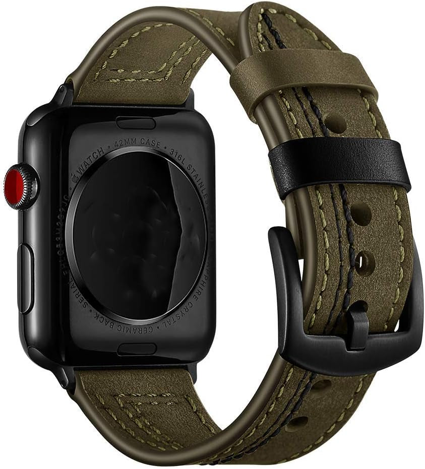 Compatible for Apple Watch 42Mm 44Mm 45Mm Leather Band Sport Replacement Strap for Iwatch Series 7 6 SE 5 4 3  Lerxiuer   