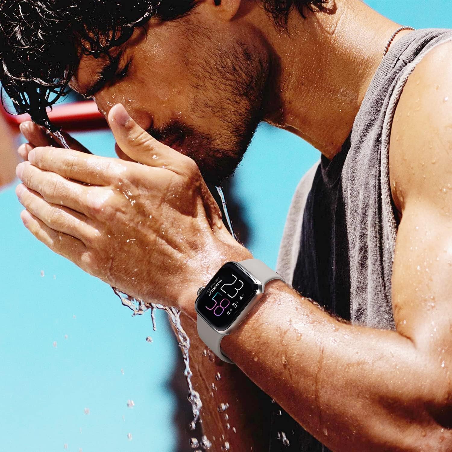 8 Pack Watch Bands Compatible with Apple Watch Band 38Mm 40Mm 41Mm 42Mm 44Mm 45Mm 49Mm for Women Men, Soft Silicone Waterproof Sport Strap Replacement Wristbands for Iwatch Series 8 7 6 5 4 3 2 1 SE  OriBear   