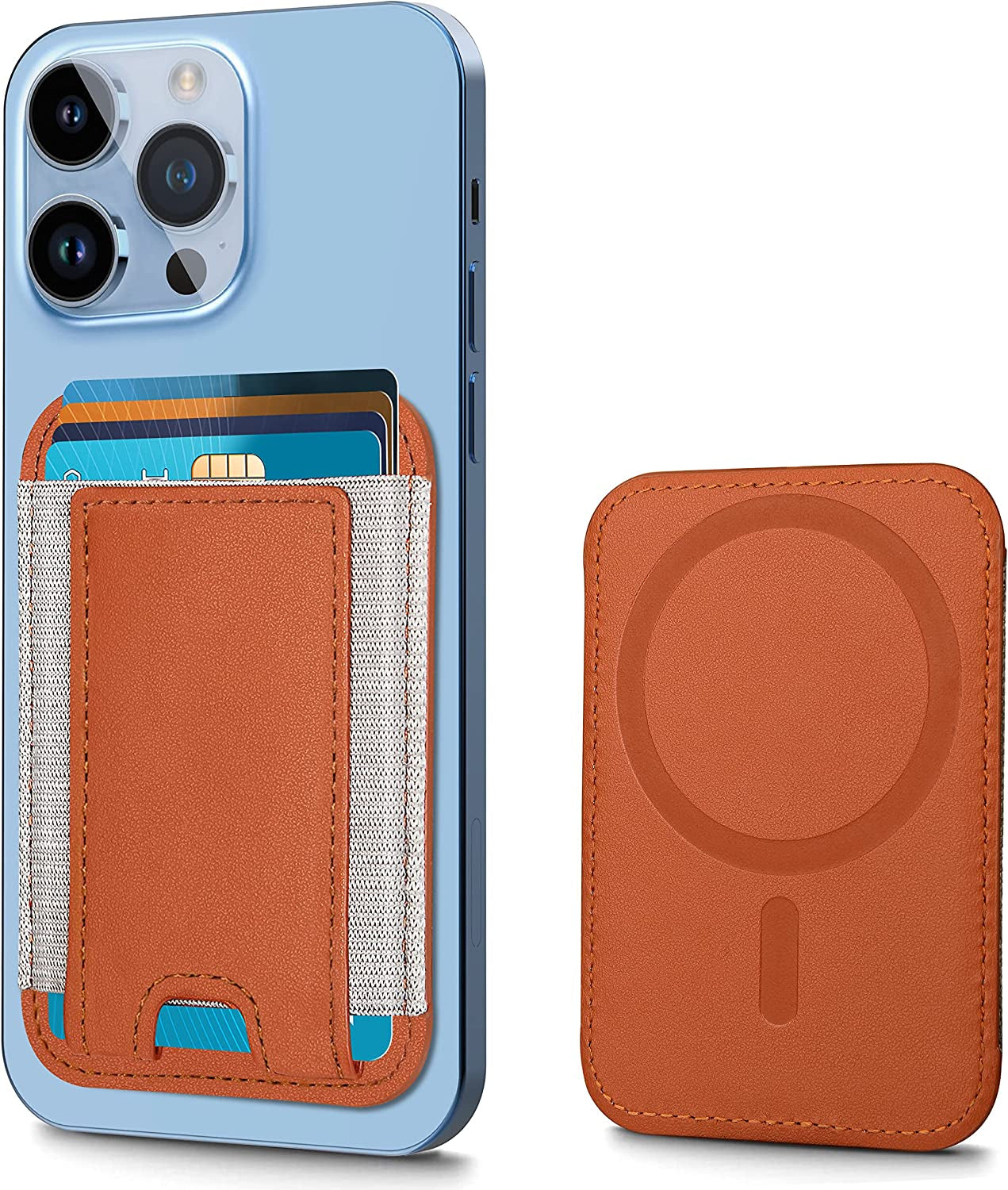 Magnetic Wallet Card Holder Compatible with Apple Magsafe Wallet for Iphone 14/13/12 Series, Priume Vegan Leather, Magnetic Wallet for Iphone 14/13/12 Pro Max/14 Plus/14 Pro/14, 7 Cards Holder, Black  ExtreLife Brown  