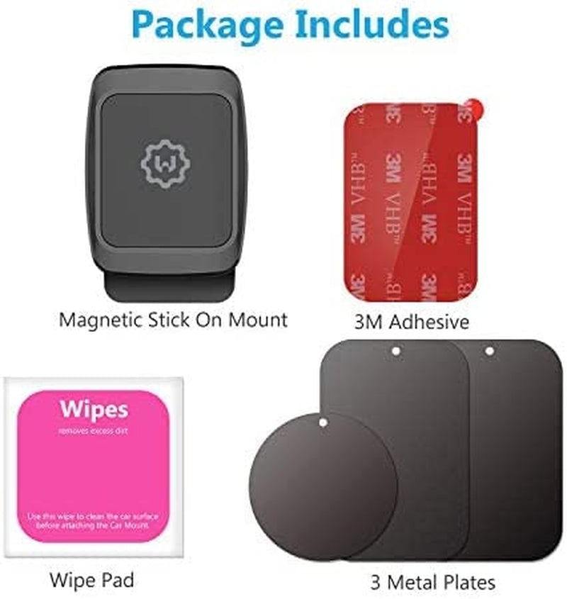 Wixgear (2 Pack Universal Stick on Dashboard Magnetic Phone Car Mount, for Cell Phones and Mini Tablets with Fast Swift-Snap Technology, (Newer Bigger Model)  WixGear   