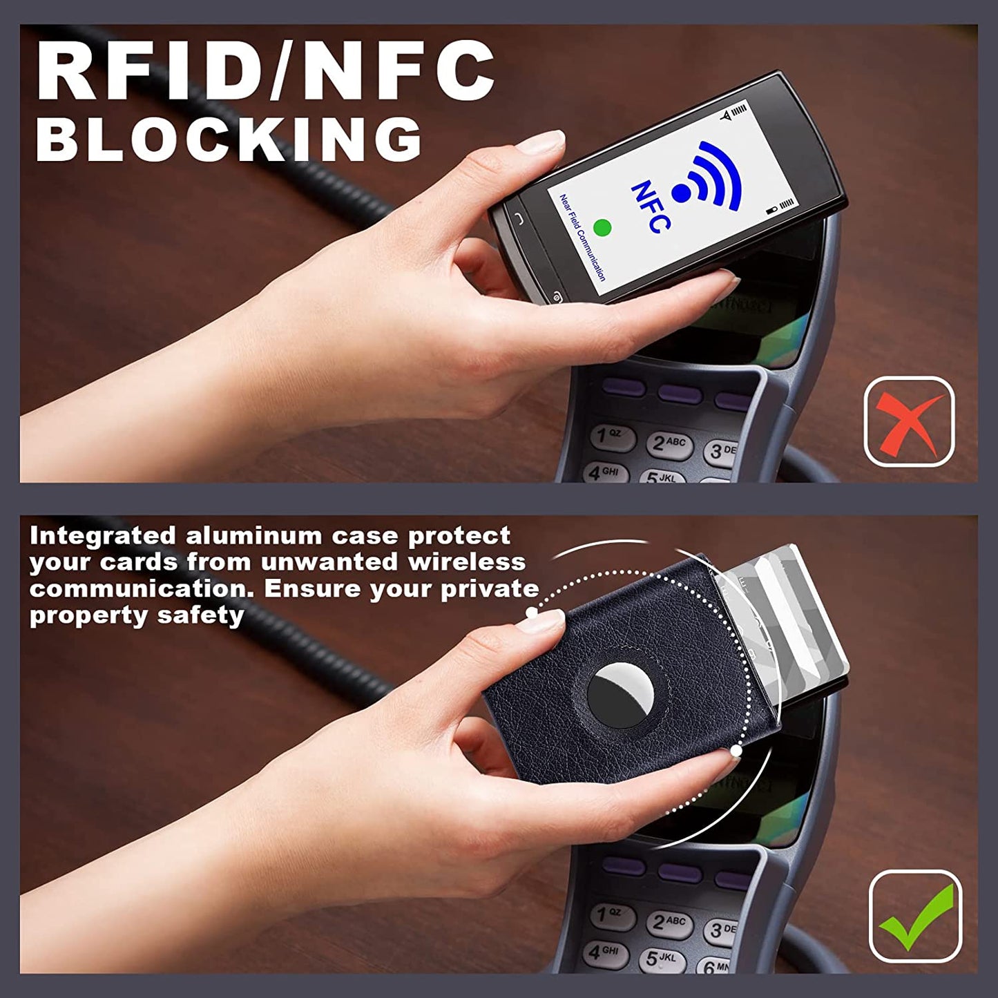 Weewooday Slim Wallet Compatible with Airtag Wallet Card Case Multifunctional Trifold Wallet Credit Card Holder Magnetic Men Wallet Automatic Popup Mini Aluminum Wallet for Men Women Gift (Black)  Weewooday   