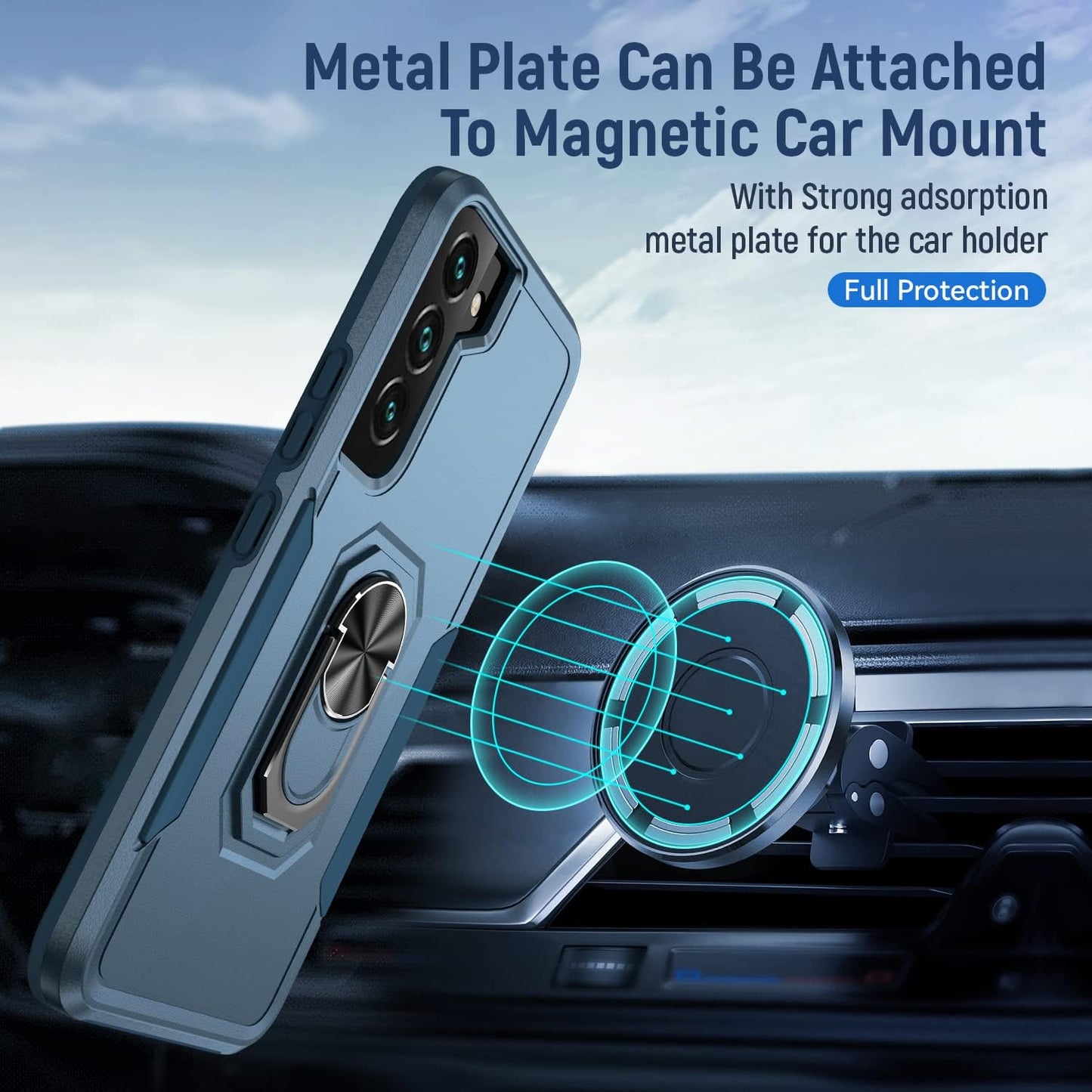 Fucozan for Samsung Galaxy S22 plus Case Galaxy S22+ Case with Kickstand Armor Magnetic Ring Rugged Protective Military Grade Shockproof Case for Galaxy S22 plus Phone Case (Navy)  Fucozan   