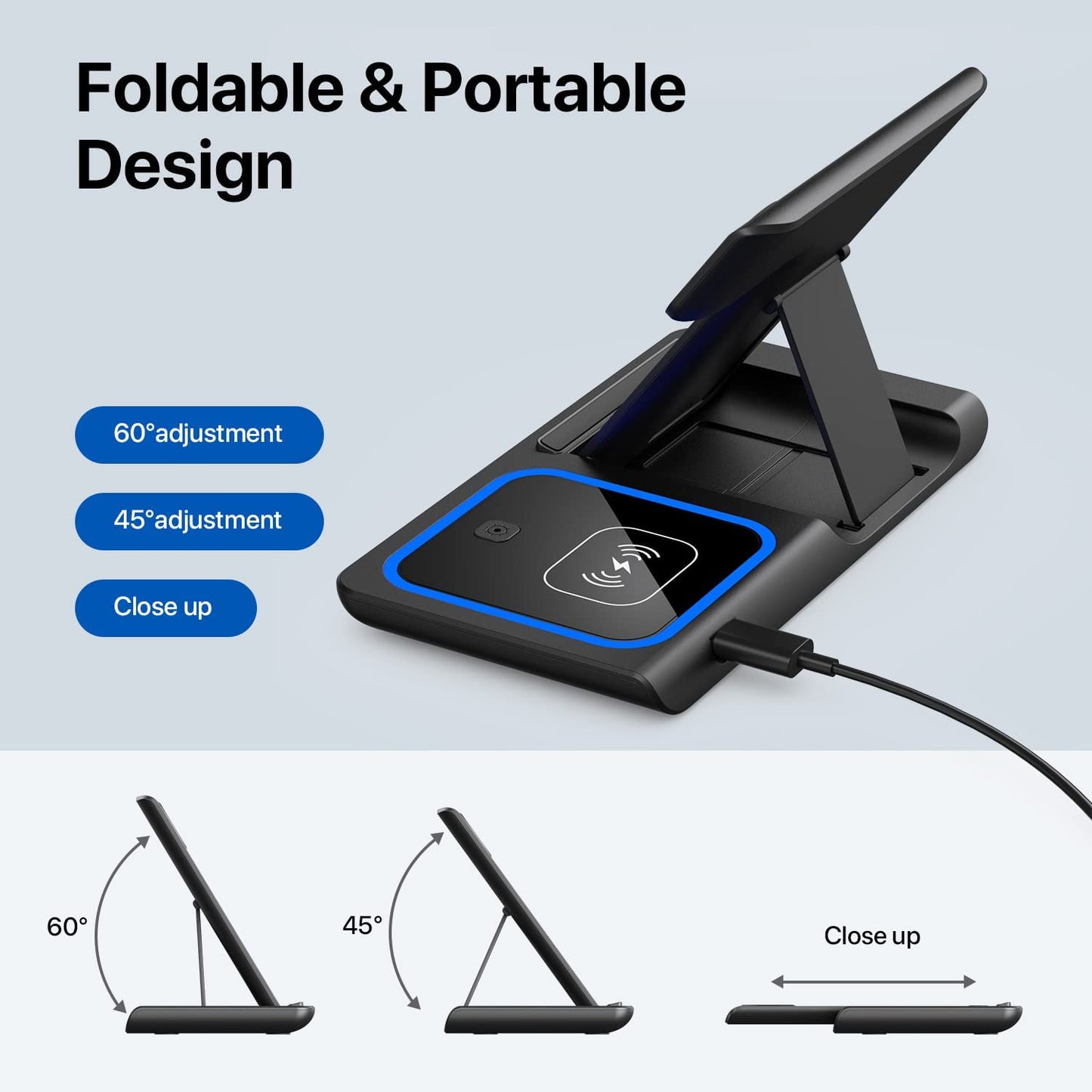 Wireless Charger, 3 in 1 Wireless Charging Station, Fast Wireless Charger Stand for Iphone 14/13/12/11/Pro/Max/Xs/Xr/X/8/Plus, for Apple Watch 8/7/6/5/4/3/2/SE, for Airpods 3/2/Pro(Black)  YOXINTA   