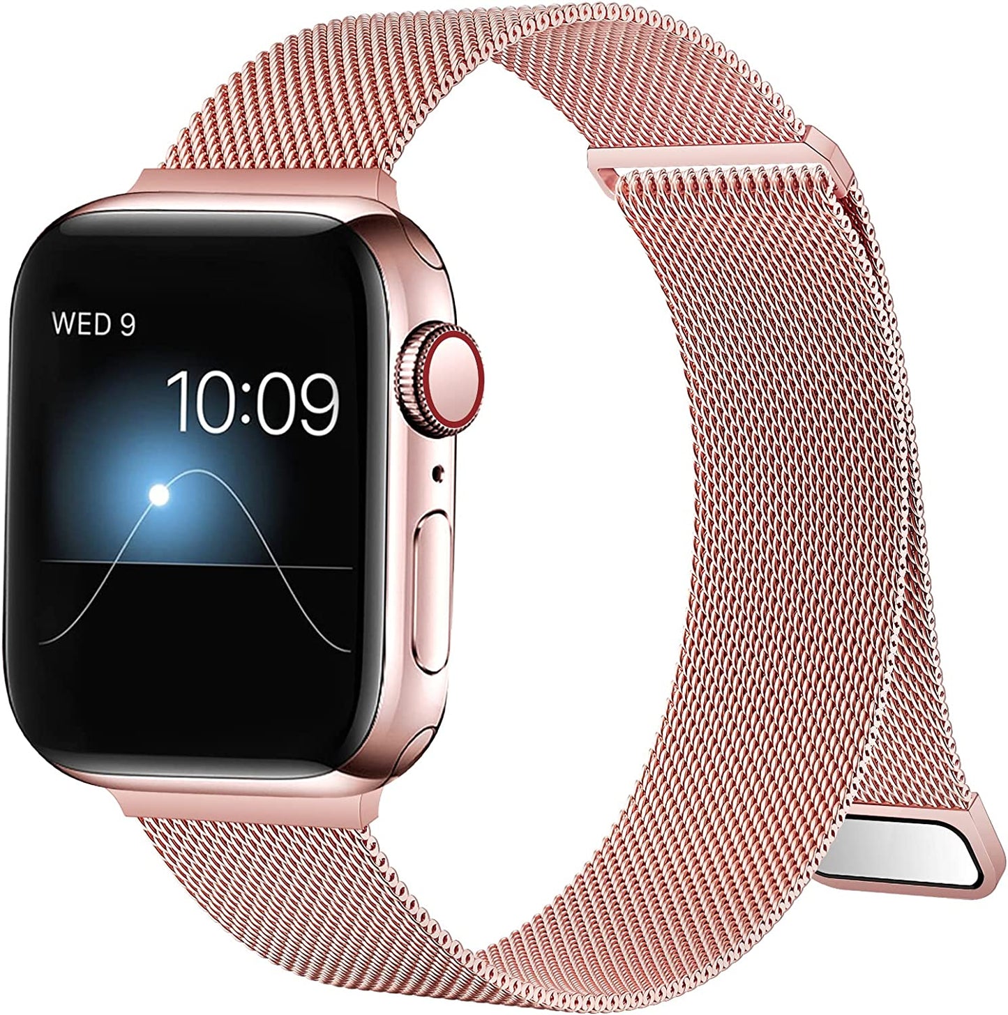 ZXCASD Metal Bands Compatible with Apple Watch Band 42Mm 44Mm 45Mm 49Mm Women Men,Silver Loop Adjustable Mesh Strap for Iwatch Series 8 7 6 5 4 3 2 1 SE Ultra  ZXCASD-20 Rose Pink 38mm 40mm 41mm 
