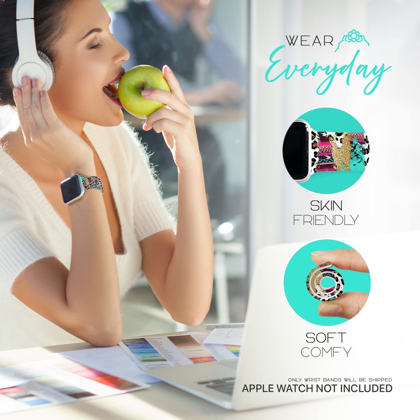 Lux Bands Printed Watch Band - Apple SE Watch Band with Silicone Strap - Smart Watch Band with Stainless Steel Buckle - Adjustable Iwatch Band - Apple Wristbands for Iwatch Series 8-1 SE  Lux Bands   