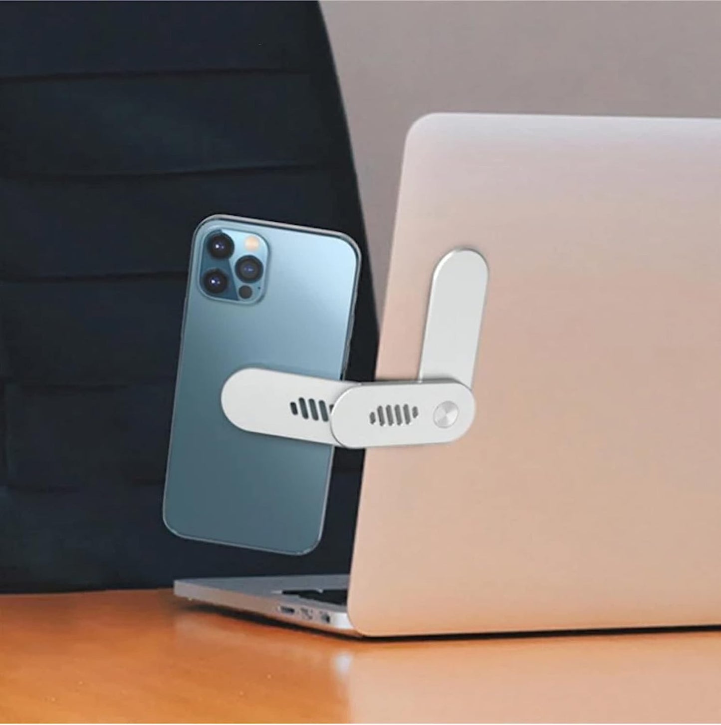 Aporia International Magnetic Cellphone Mount for Laptop, Foldable Lap Screen Side Phone Holder Extender Attach to Computer Monitor for Universal Smartphone - Rotating 180 Degree (Silver)  Aporia International   