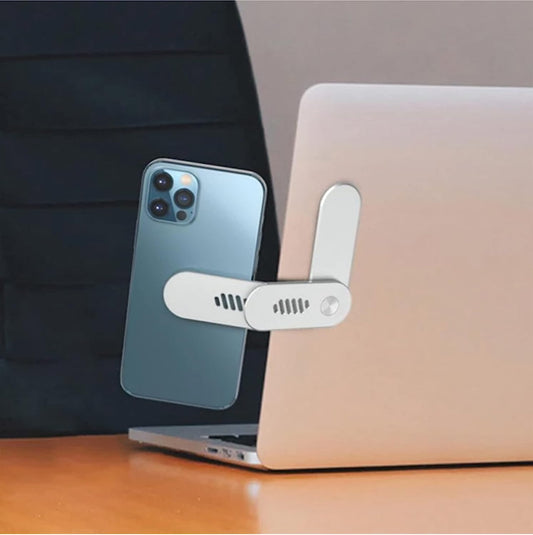 Aporia International Magnetic Cellphone Mount for Laptop, Foldable Lap Screen Side Phone Holder Extender Attach to Computer Monitor for Universal Smartphone - Rotating 180 Degree (Silver)  Aporia International   