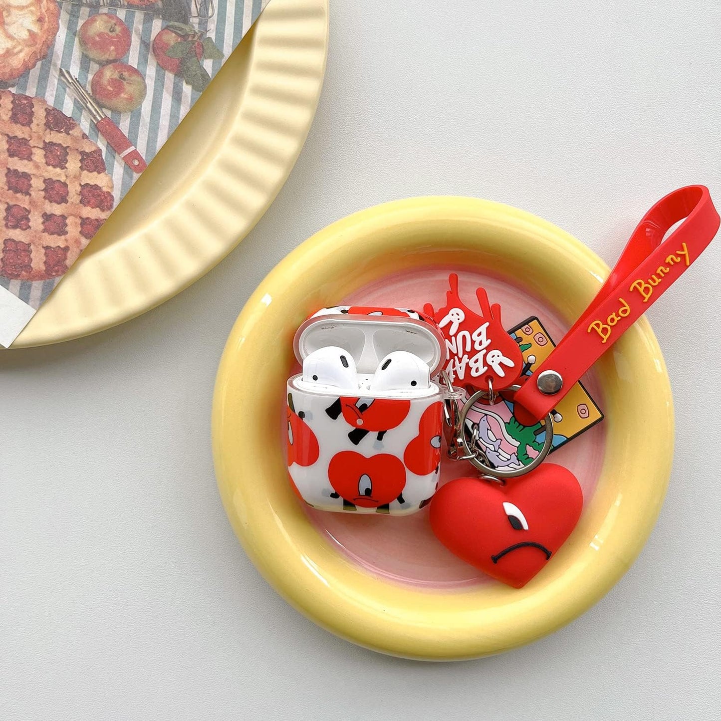 Cute Airpod 1/2 IMD Case,3D Fashion Popular Cool Bad Bunny TPU Headphone Case,Airpods 1/2 Generation with 3D Cartoon Key Chain Soft Skin Case (For Airpods 1/2)  TXSPYYHQFZC   