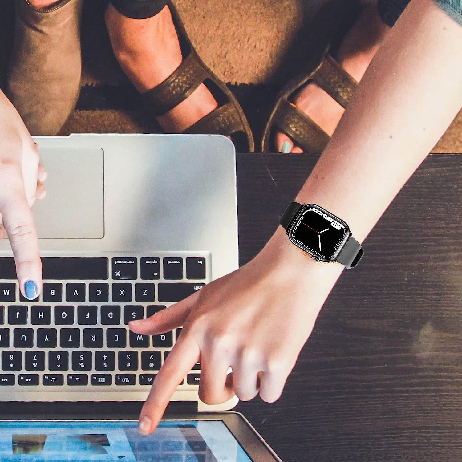 Eyamumo Thin Leather Band Compatible with Apple Watch Bands 41Mm 40Mm 38Mm Women, Genuine Leather Bands Wristbands Replacement Straps for Apple Iwatch SE2 SE Series 8 7 6 5 4 3 2 1  Eyamumo   