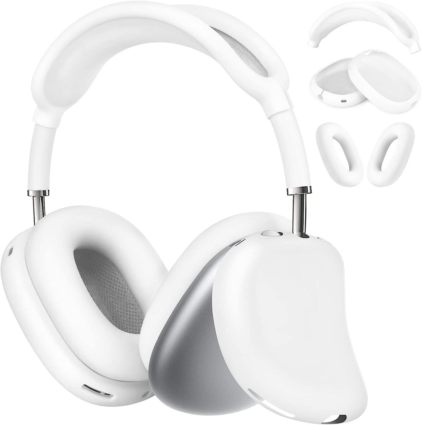 AIRSPO Airpods Max Case Cover, Silicone Case Cover for Airpods Max Headphones, Anti-Scratch Ear Pad Cover/Headband Cover for Apple Airpods Max, Airpod Max Accessories (Pink)…  AIRSPO White  