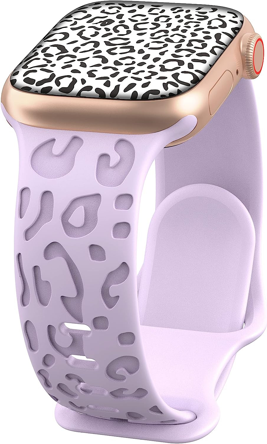 Kingofkings Leopard Engraved Band Compatible with Apple Watch Band 38Mm 41Mm 40Mm 44Mm 45Mm 49Mm 42Mm Women Men, Comfortable Cheetah Silicone Sport Bands for Iwatch Series 8 7 6 5 4 3 2 1 SE Ultra  KingofKings Lavender 42mm/44mm/45mm/49mm 