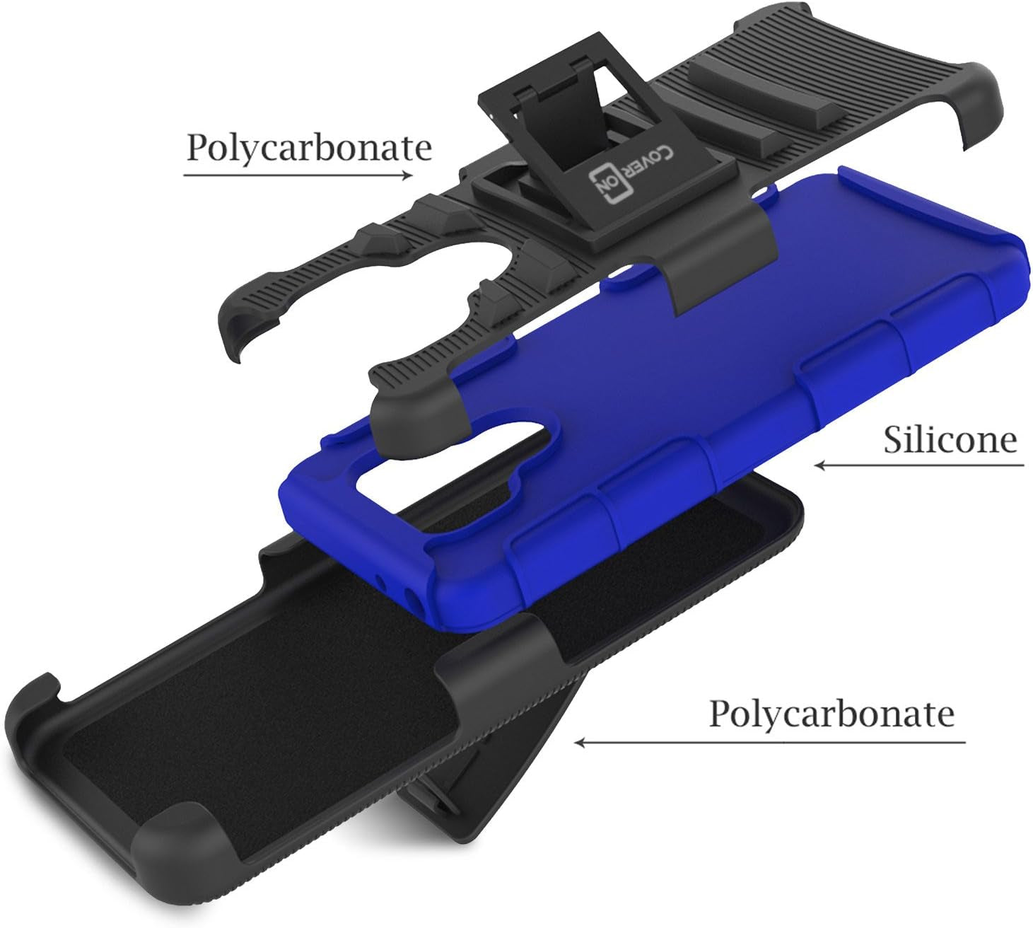 Coveron Kickstand Belt Clip Explorer Series for LG G6 / G6 plus Holster Case, Blue on Black  CoverON   