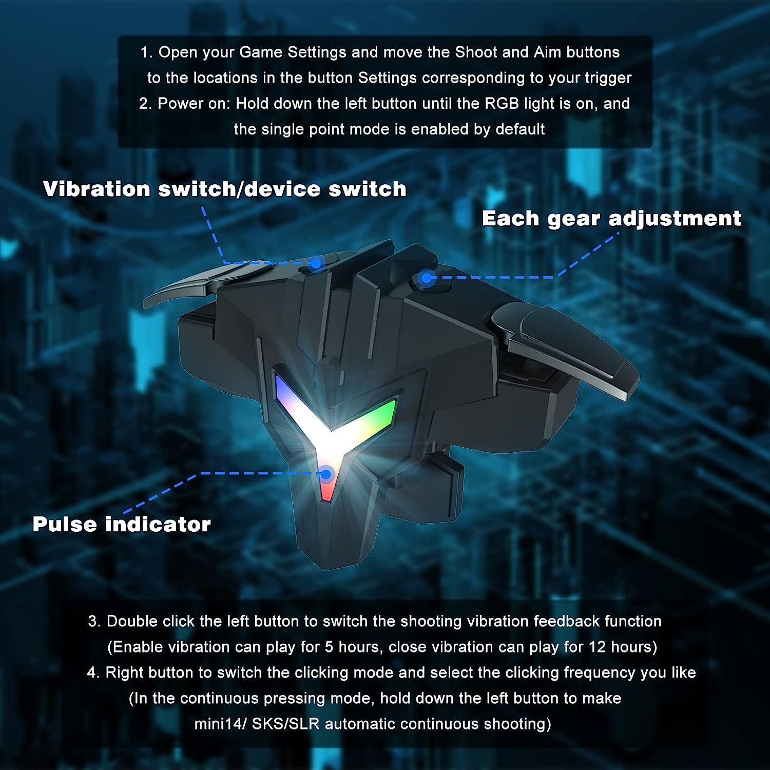 Woohot Mobile Gaming Trigger, Physically Mapped Game Trigger, Mobile Game Accessories Smartphone Game Controller Gamepad, Alloy Button Zero Latency, for Pubg/Fortnite/Cod/New STATE(1 Pair)  Woohot   