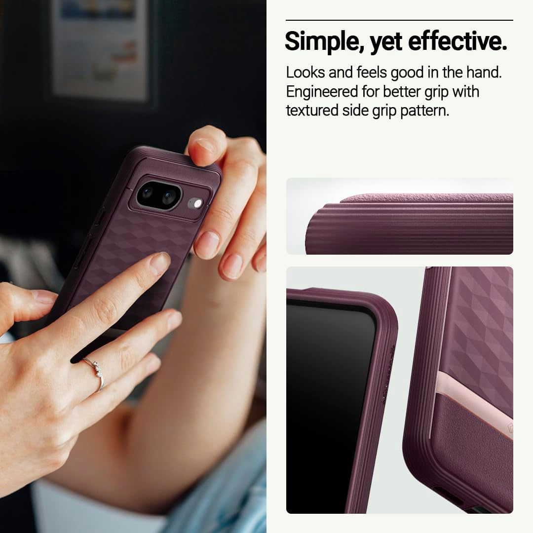 Caseology Parallax 3D Ergonomic Design Case Compatible with Google Pixel 8 Case 5G [Military Grade Drop Tested](2023) - Burgundy  Caseology   