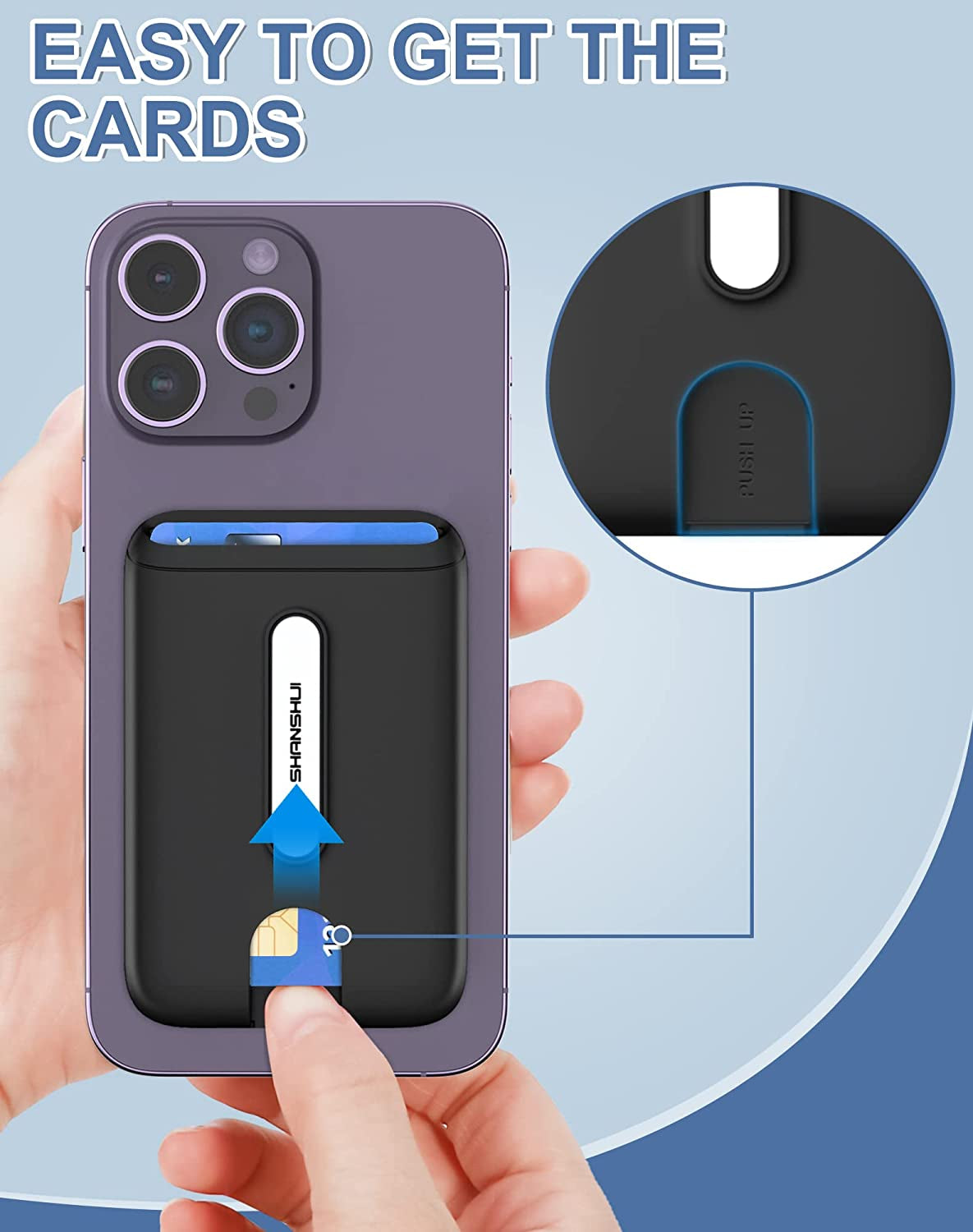 SHANSHUI Magnetic Wallet for Magsafe, Ultra Slim Magnetic Card Holder for Back of Phone Wallet Premium Silicone Anti-Drop Credit Card Holder Fitting for Iphone 14/13/ 12 Series & Magsafe Case  SHANSHUI   