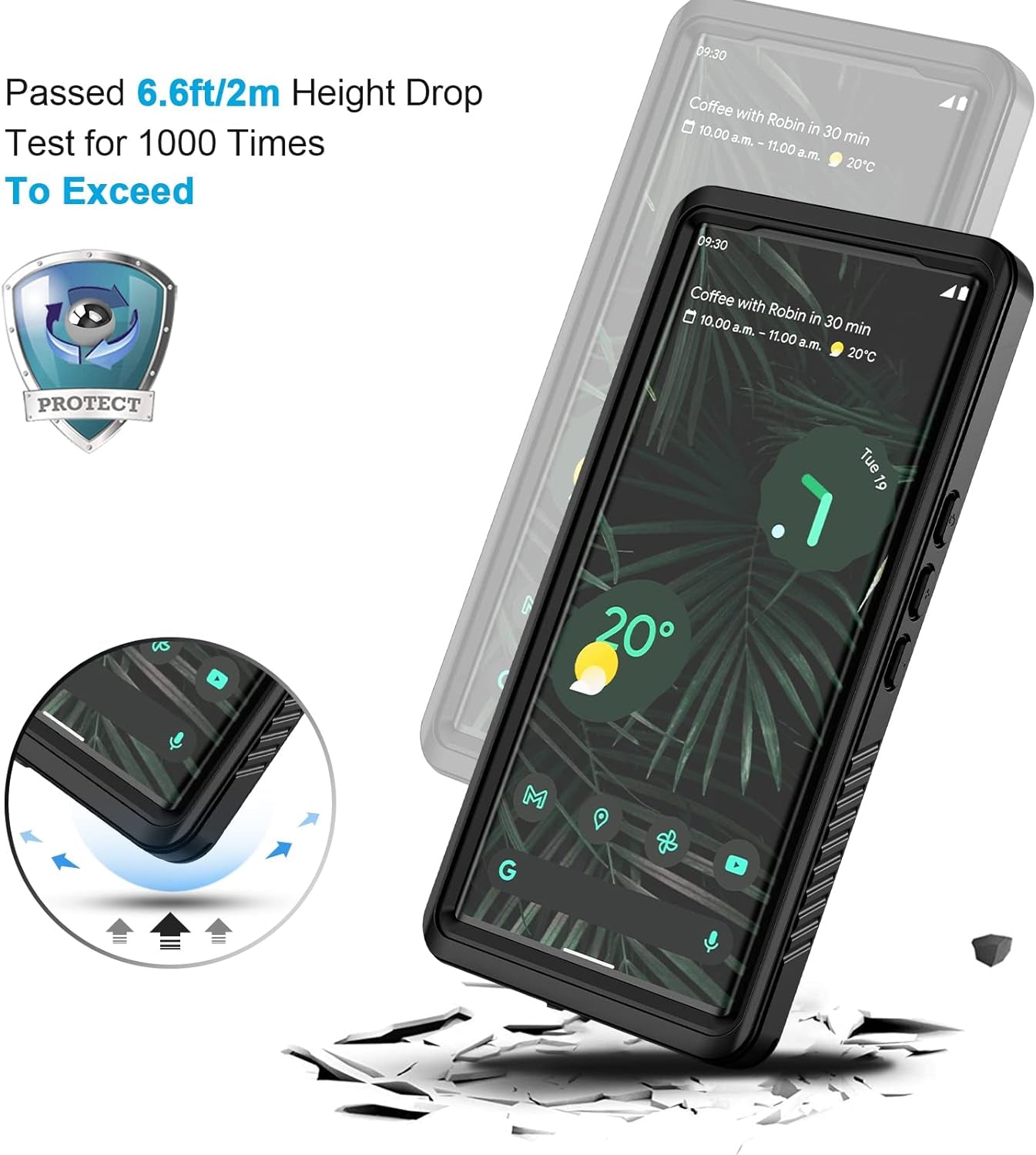 Lanhiem Pixel 6 Pro Case, IP68 Waterproof Dustproof Case with Built-In Screen Protector, Rugged Full Body Shockproof Protective Case for Google Pixel 6 Pro, Black/Clear  Lanhiem   