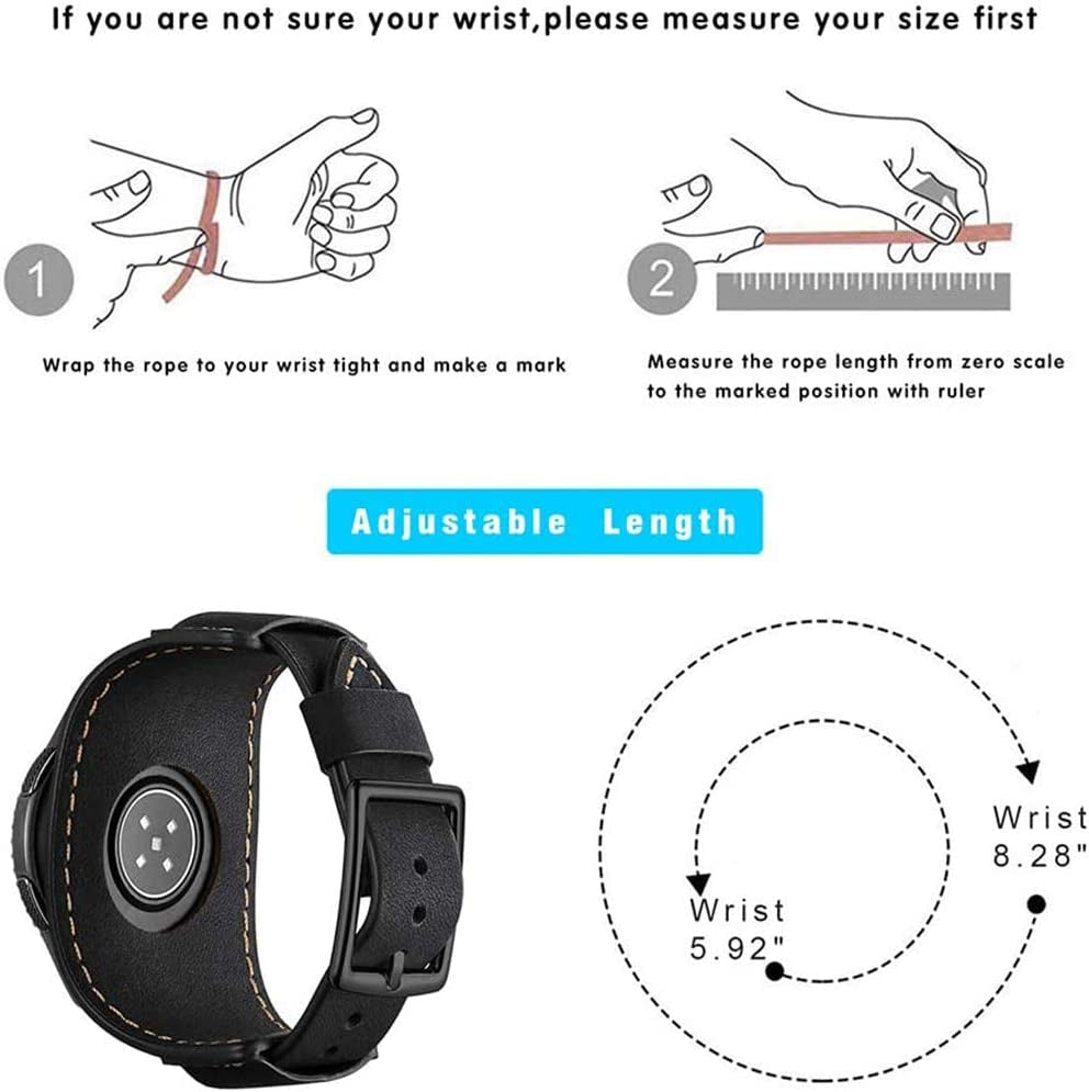 Hepsun Compatible with Samsung Galaxy Watch 5/Watch 4/Watch 42Mm/Watch 3 41Mm/Active 40Mm/Active 2/Gear S2 Classic/Sport /Fossil Q Gazer/Ticwatch 2/Garmin Vivoactive 3 Bands, 20Mm Vintage Cuff Genuine Leather Band Strap for Men Women (Black)  Hepsun   