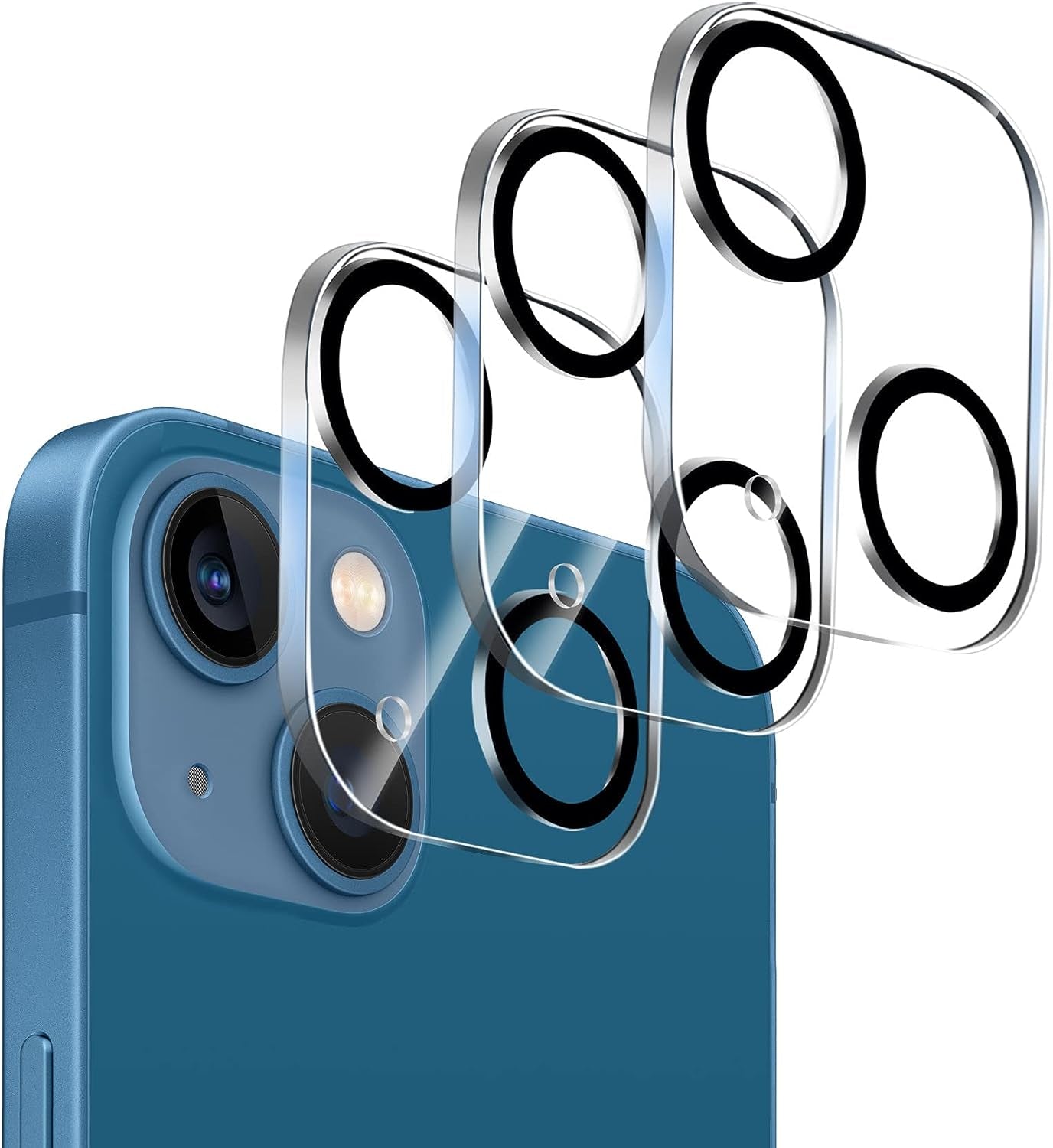 Dengduoduo 【3 Pack】 Tempered Glass Camera Lens Protector for Iphone 13 6.1" & Iphone 13 Mini 5.4", Ultra HD, 9H Hardness, Anti-Scratch, Case Friendly, Easy to Install [No Affect on Night Shots]  Dengduoduo   