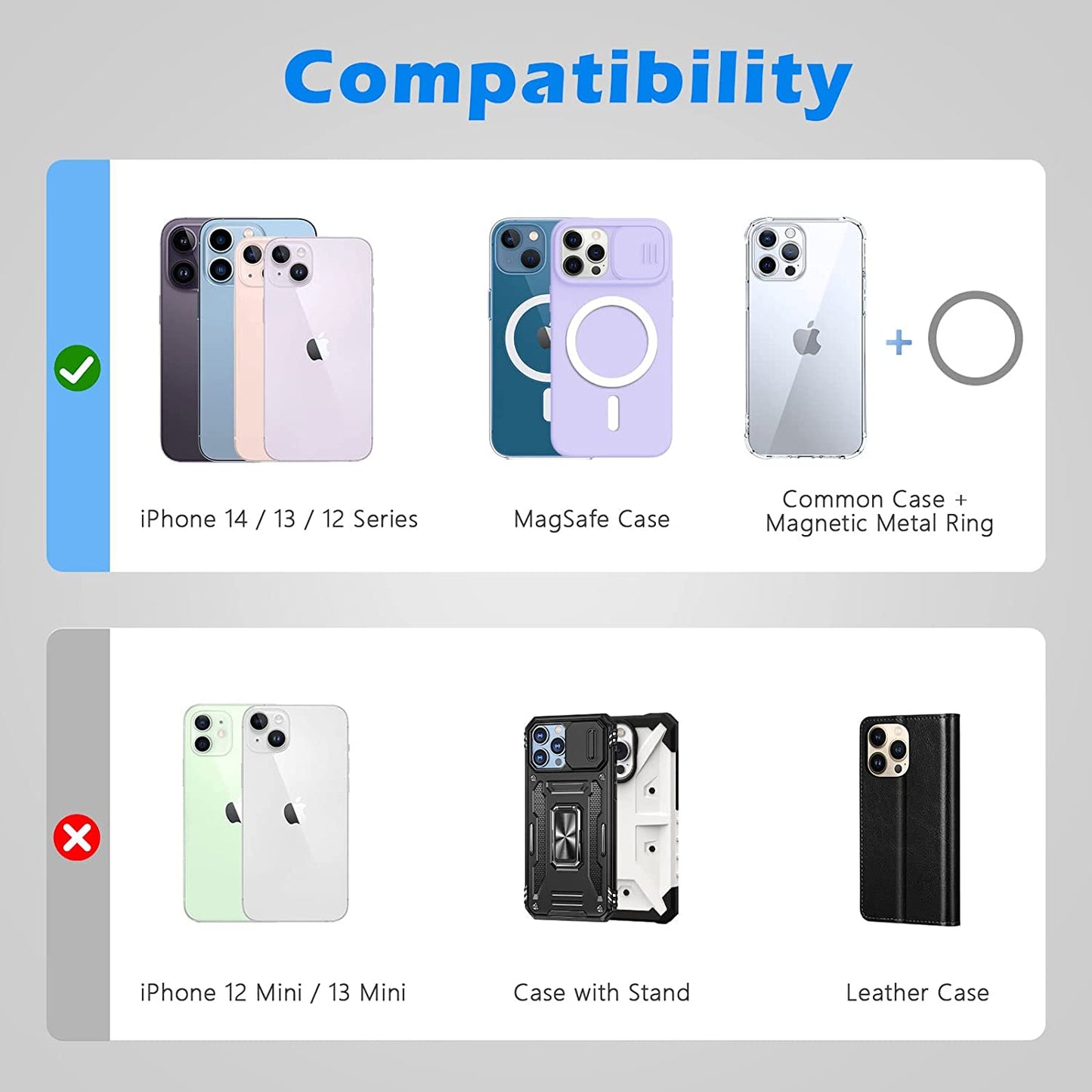 Imluckies Leather Magnetic Wallet Stand, for Apple Magsafe Wallet with Adjustable Stand, 3 Card Holders with Strong Magnets for Iphone 14/13 / 12 Series [Not for 13/12 Mini], Purple  imluckies   