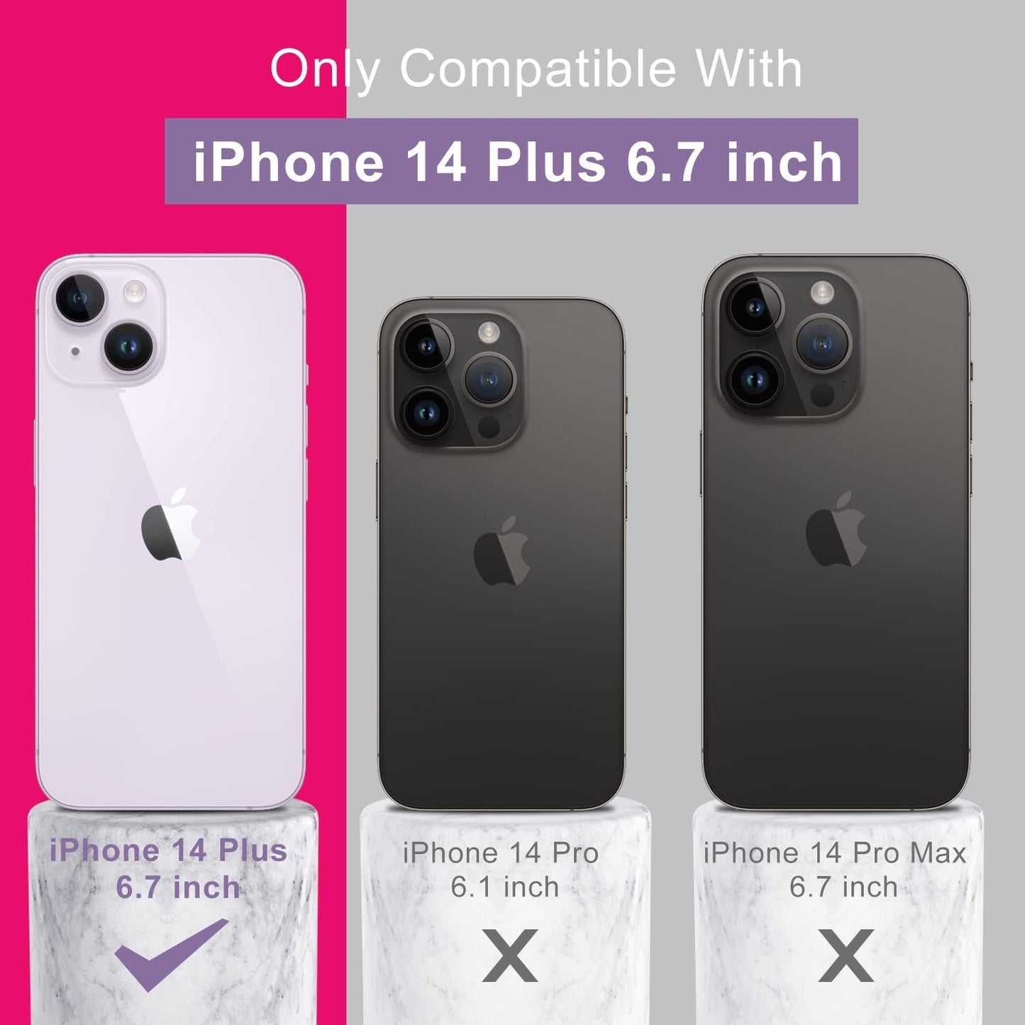 DEENAKIN Iphone 14 plus Case with Screen Protector,Enhanced Camera Cover,Passing 16Ft Drop Tested Soft Silicone Gel Rubber,Slim Fit Protective Phone Case for Iphone 14 plus 6.7" Hot Pink  DEENAKIN   