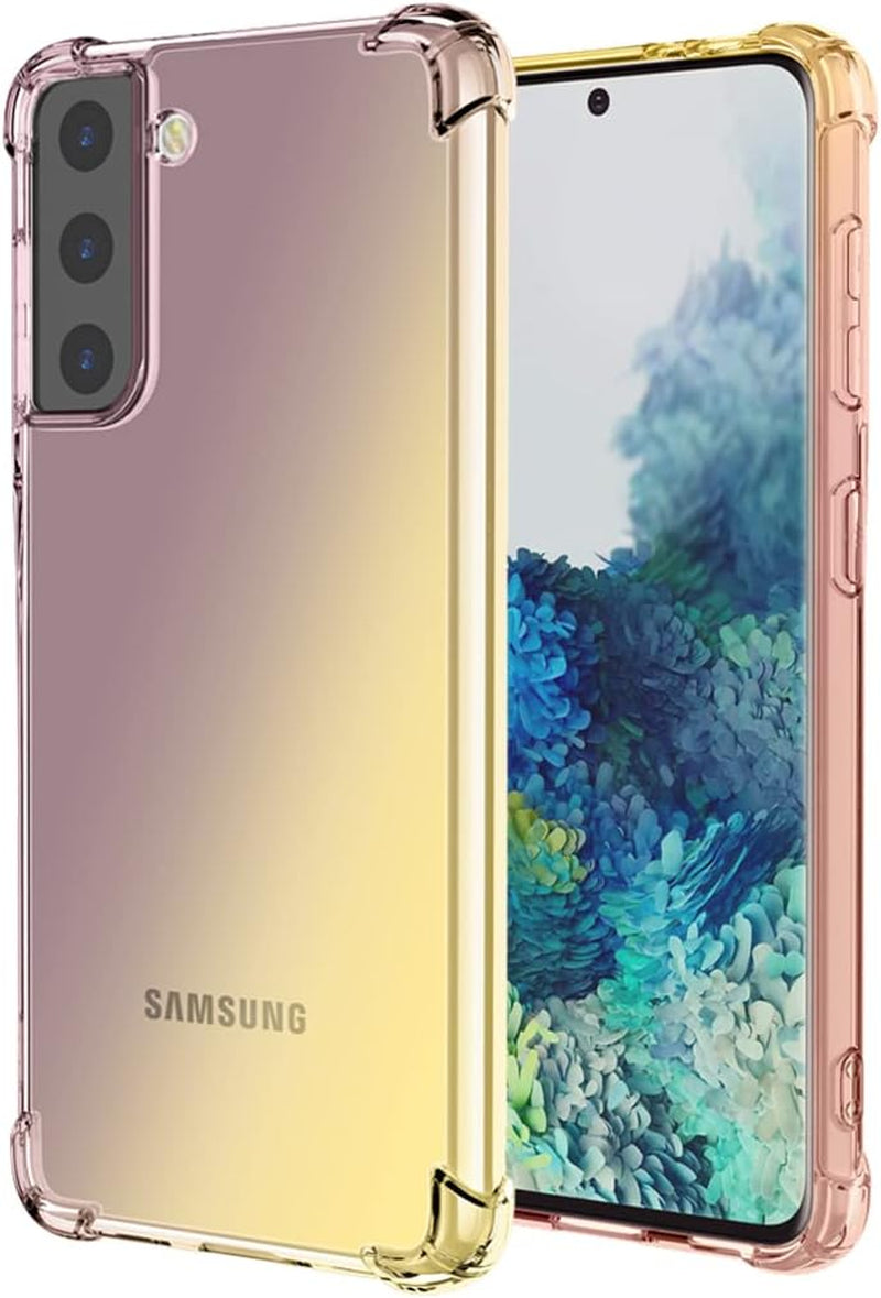 Vokuha for Galaxy S21 plus Case,Samsung S21 + Case, Cute Clear Gradient Slim Shockproof Soft Flexible TPU Back Phone Protective Cover for Samsung Galaxy S21 plus 5G (Black/Gold)  Vokuha   
