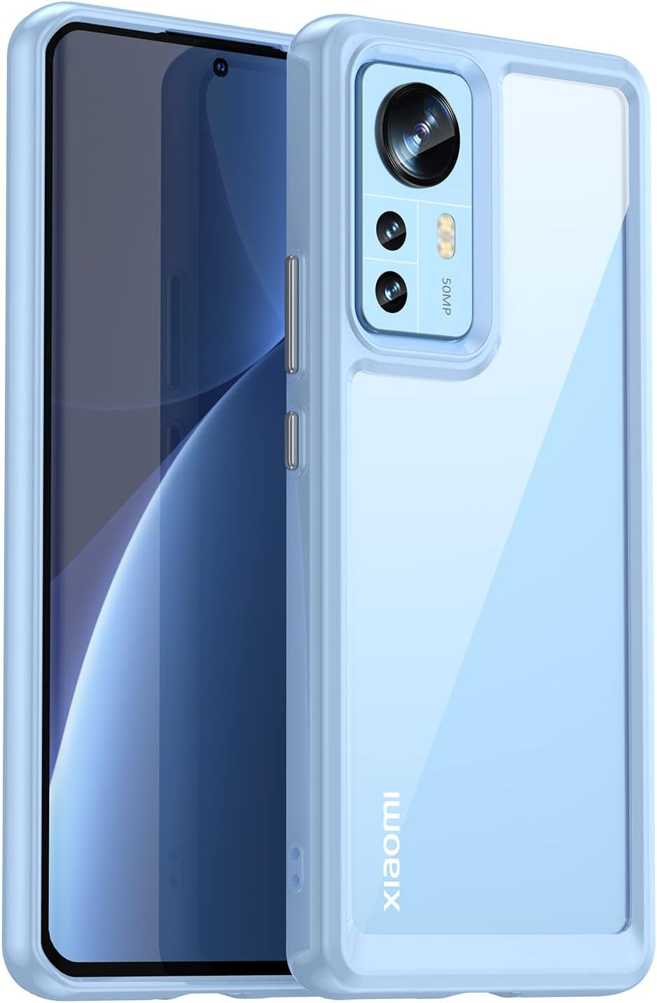 Zhuoopinn Case for Xiaomi Mi 12 Phone Case Slim Dropproof [Defend from Drop/Scratch/Slip/Fingerprint] Clear Acrylic Hard Back Soft TPU Bumper Hybrid Phone Cover for Xiaomi Mi 12-Crystal Black  Zhuoopinn Blue  