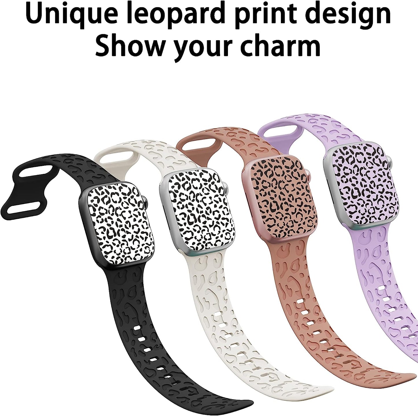 Kingofkings Leopard Engraved Band Compatible with Apple Watch Band 38Mm 41Mm 40Mm 44Mm 45Mm 49Mm 42Mm Women Men, Comfortable Cheetah Silicone Sport Bands for Iwatch Series 8 7 6 5 4 3 2 1 SE Ultra  KingofKings   