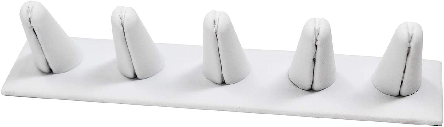 MOOCA 2 Pcs Set Ring Organizer for Showcase Display Drawer 5 Long Ring Storage Holder Jewelry Display Stands Showcase Jewelry Storage Counter, White Leatherette, 8" W X 2 1/8" D X 2 1/2" H  MOOCA   