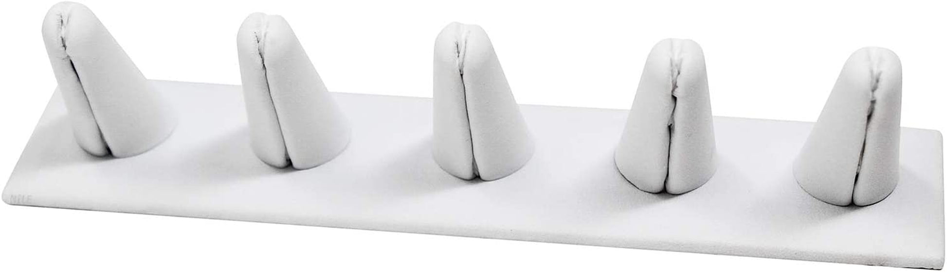 MOOCA 2 Pcs Set Ring Organizer for Showcase Display Drawer 5 Long Ring Storage Holder Jewelry Display Stands Showcase Jewelry Storage Counter, White Leatherette, 8" W X 2 1/8" D X 2 1/2" H  MOOCA   