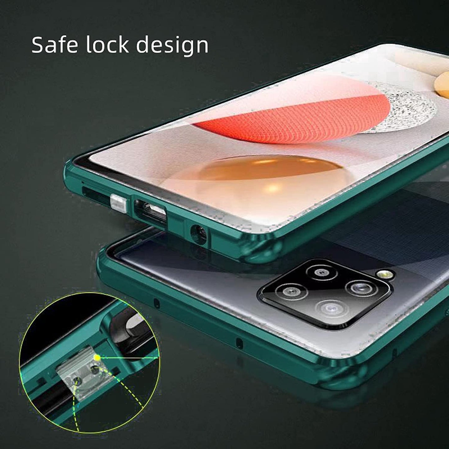 Jonwelsy Case for Samsung Galaxy S22 Ultra, 360 Degree Front and Back Clear Tempered Glass Full Body Protection Magnetic Adsorption Metal Bumper Frame Flip Cover for Samsung Galaxy S22 Ultra (Green)  Jonwelsy   