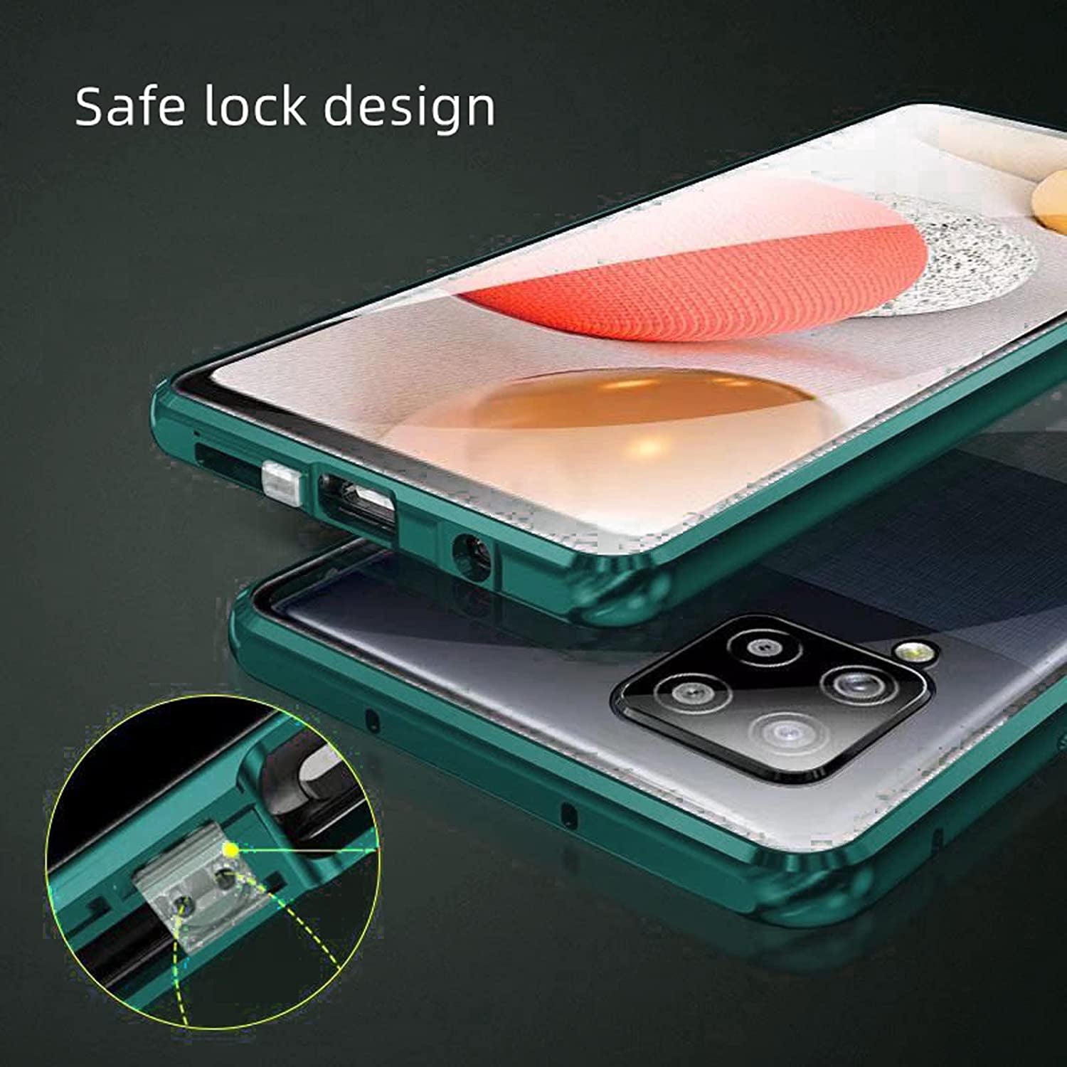 Jonwelsy Case for Samsung Galaxy S22 Ultra, 360 Degree Front and Back Clear Tempered Glass Full Body Protection Magnetic Adsorption Metal Bumper Frame Flip Cover for Samsung Galaxy S22 Ultra (Green)  Jonwelsy   