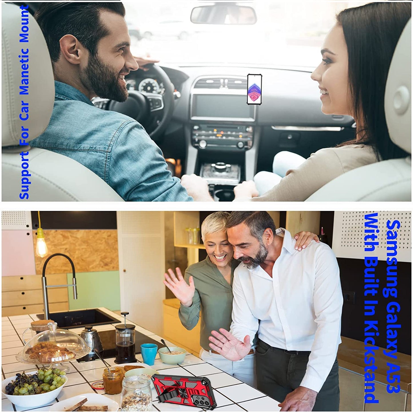 Case for Samsung Galaxy A53 Case with Screen Protector Samsung Galaxy A53 Case with Clip Galaxy A53 Case with Kickstand Military Grade Heavy Duty Camo Case for Samsung Galaxy A53 Men Women (Blue)  huiyi   