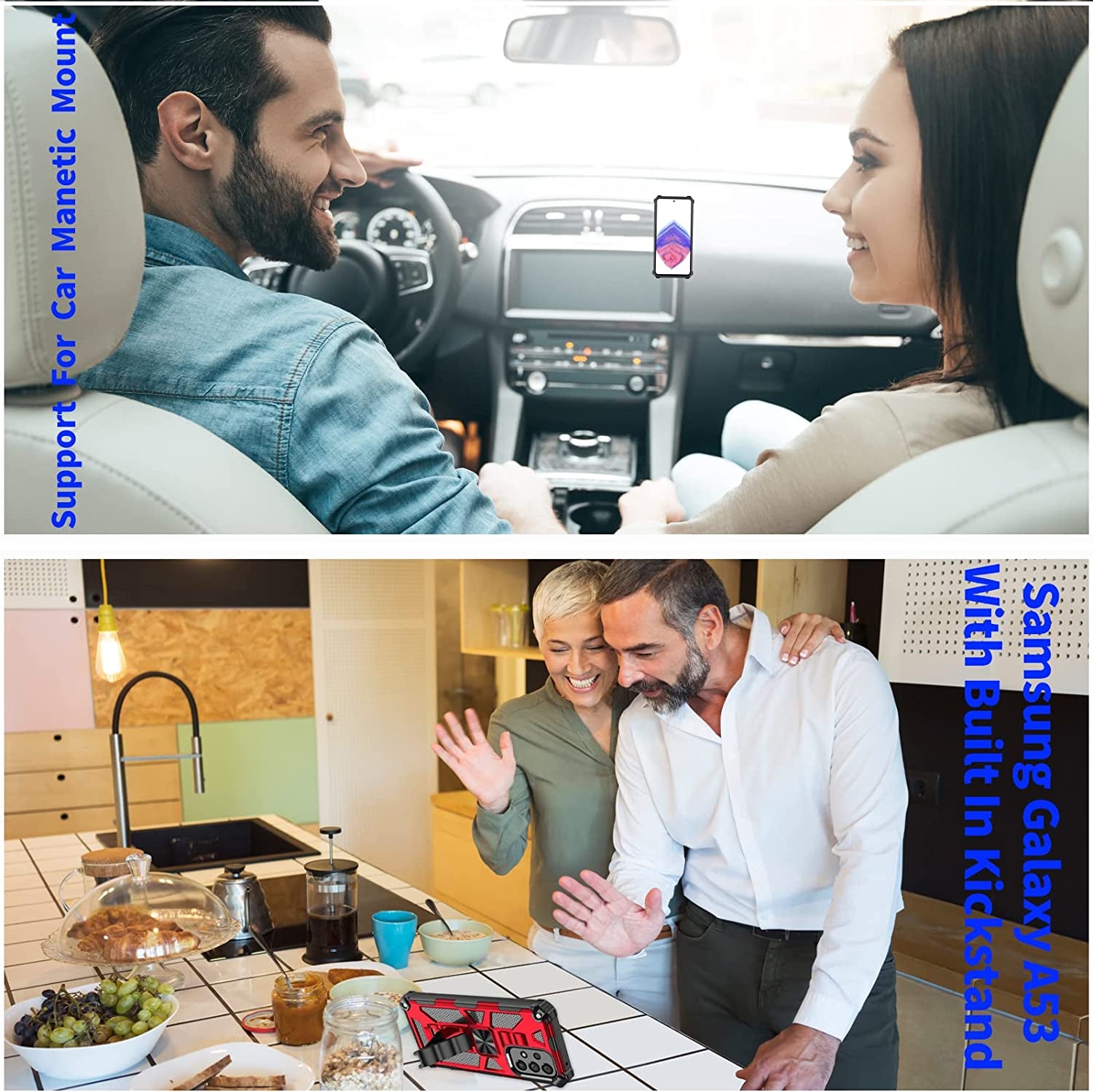 Case for Samsung Galaxy A53 Case with Screen Protector Samsung Galaxy A53 Case with Clip Galaxy A53 Case with Kickstand Military Grade Heavy Duty Camo Case for Samsung Galaxy A53 Men Women (Blue)  huiyi   