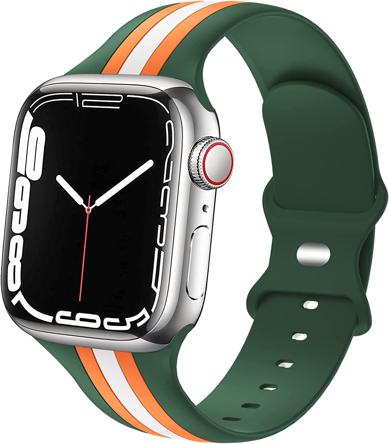 Designer Sport Bands Compatible with Apple Watch Band 42Mm 44Mm 45Mm 49Mm Series 8 Ultra 7 6 5 4 3 2 1 SE Women Men, Breathable Soft Silicone Strap Replacement Band for Iwatch Bands  Plesechde Orange/White-Grass Green 38mm/40mm/41mm 