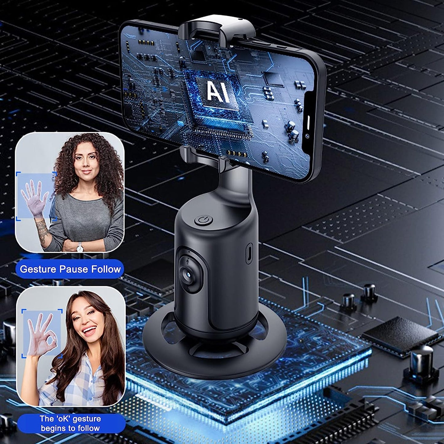 360 ° Rotating Cell Phone Follow the Shooting Gimbal Bracket, Intelligent Face Identification Stabilizer, Live Photography Automatic Tracking Steady Shooters, Suitable for All Cell Phone (Black)  SULEES   