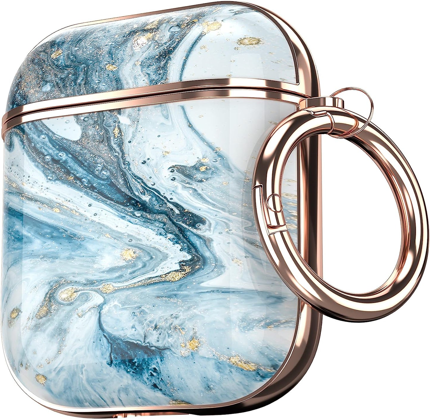 Maxjoy for Airpods Case Cover, Flower Airpod Case Hard Protective Shockproof Cute Air Pod 2 Case for Women Men with Keychain Clip for Airpod 2Nd 1St Generation Charging Case 2&1, Floral  Maxjoy Blue  