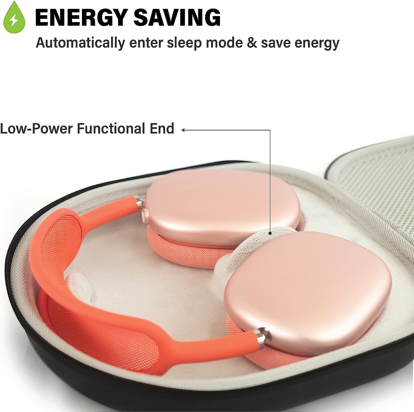 Ibenzer Case for Airpods Max Headphone Travel Carrying Case with Mesh Pocket Storage Bag Waterproof Accessories Protective Hard Shell Headset Cover, Black AP Max-Bk  iBenzer   