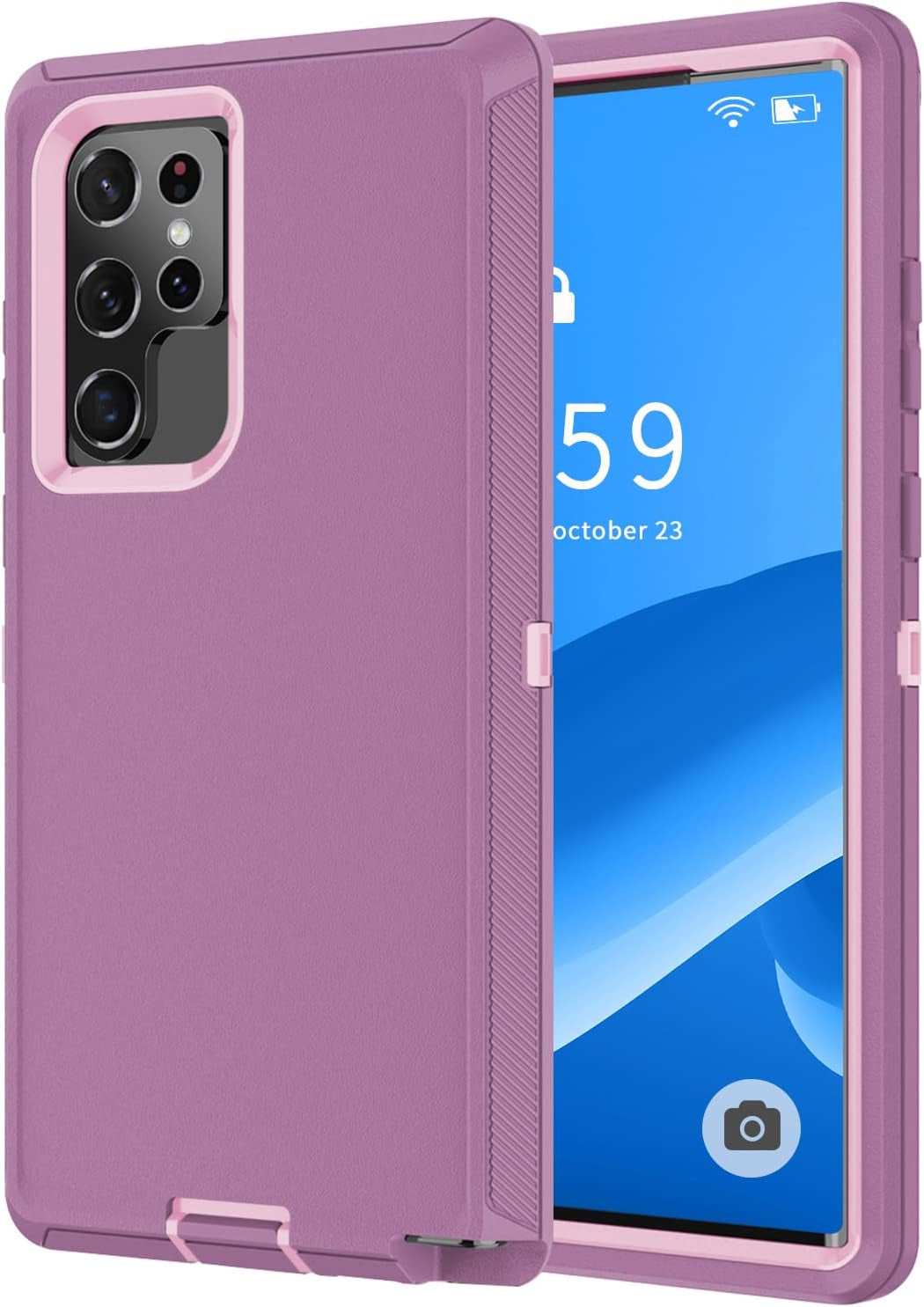 SZFIRSTEY Case for Galaxy S22 Ultra, Drop Protection Rugged Shockproof Military Protective Bumper Phone Cover Armor Heavy Duty for Samsung Galaxy S22 Ultra (Black)  SZFIRSTEY Purple Red/Light Pink Galaxy S22 Ultra 