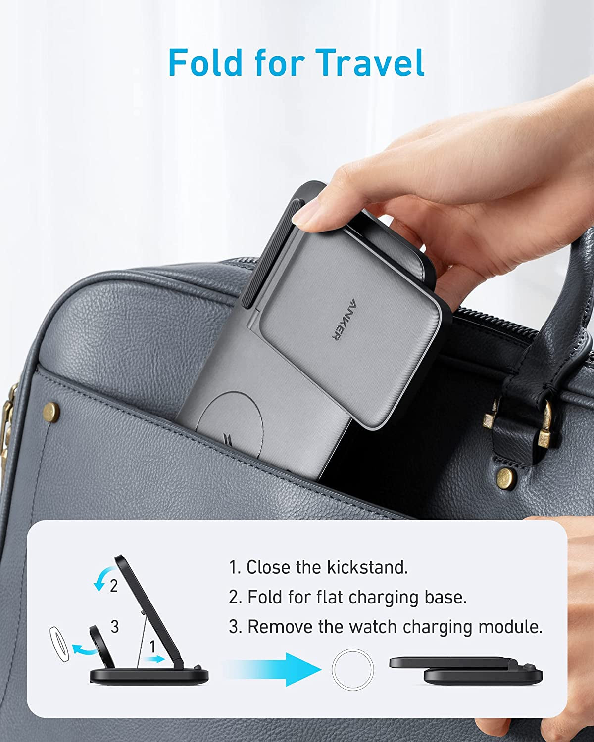 Anker Foldable 3-In-1 Wireless Charging Station with Adapter, 335 Wireless Charger, for Iphone 14 Series, Airpods Pro, Apple Watch Series 1-6 (Works with Original 1M/3.3Ft USB-A Cable, Not Included)  Anker Innovations Limited   