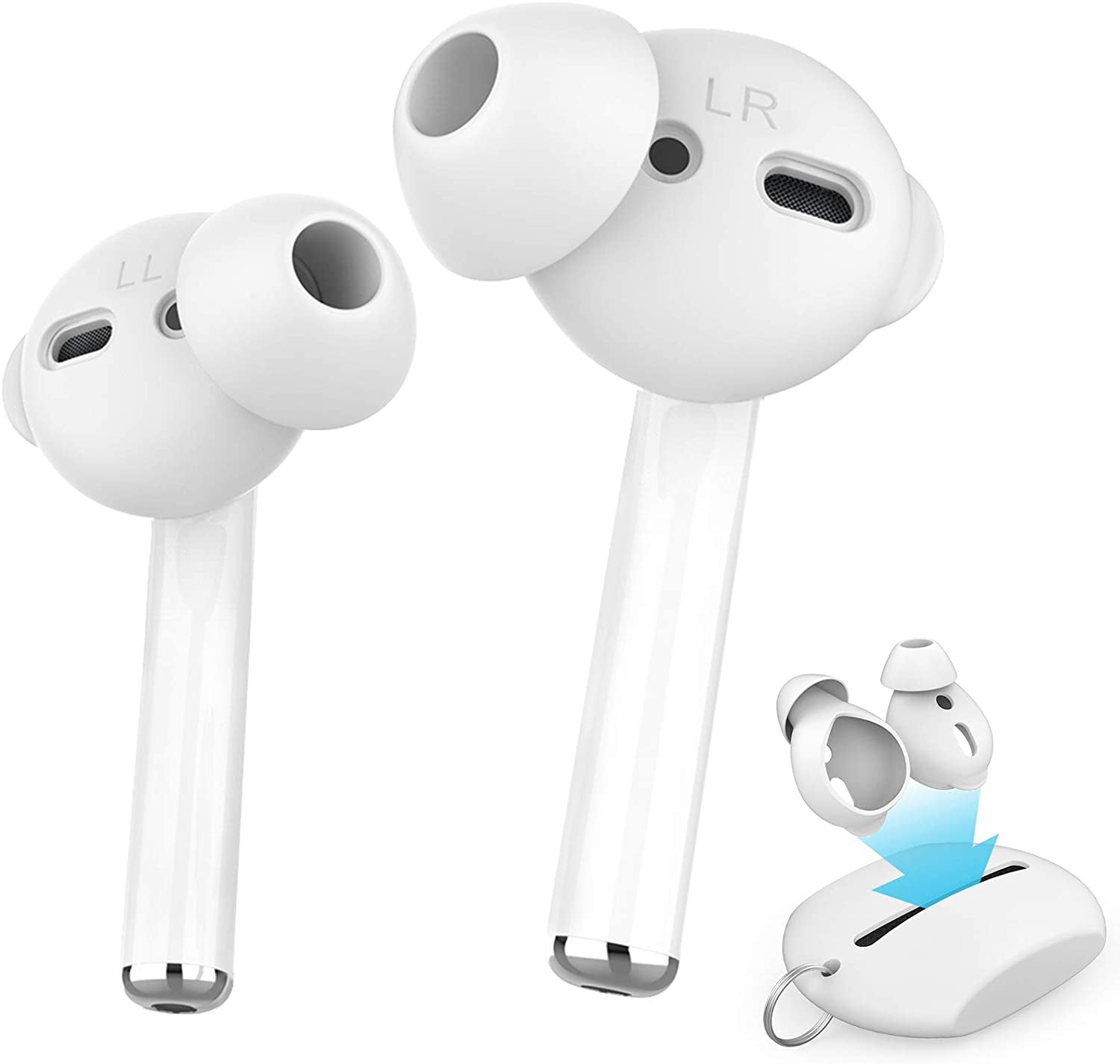 Ahastyle 4 Pairs Airpods Ear Tips Silicone Earbuds Cover Compatible with Apple Airpods (2 Pair Large & 2 Pairs Small, Black)  AHASTYLE White 3 Pairs Large 