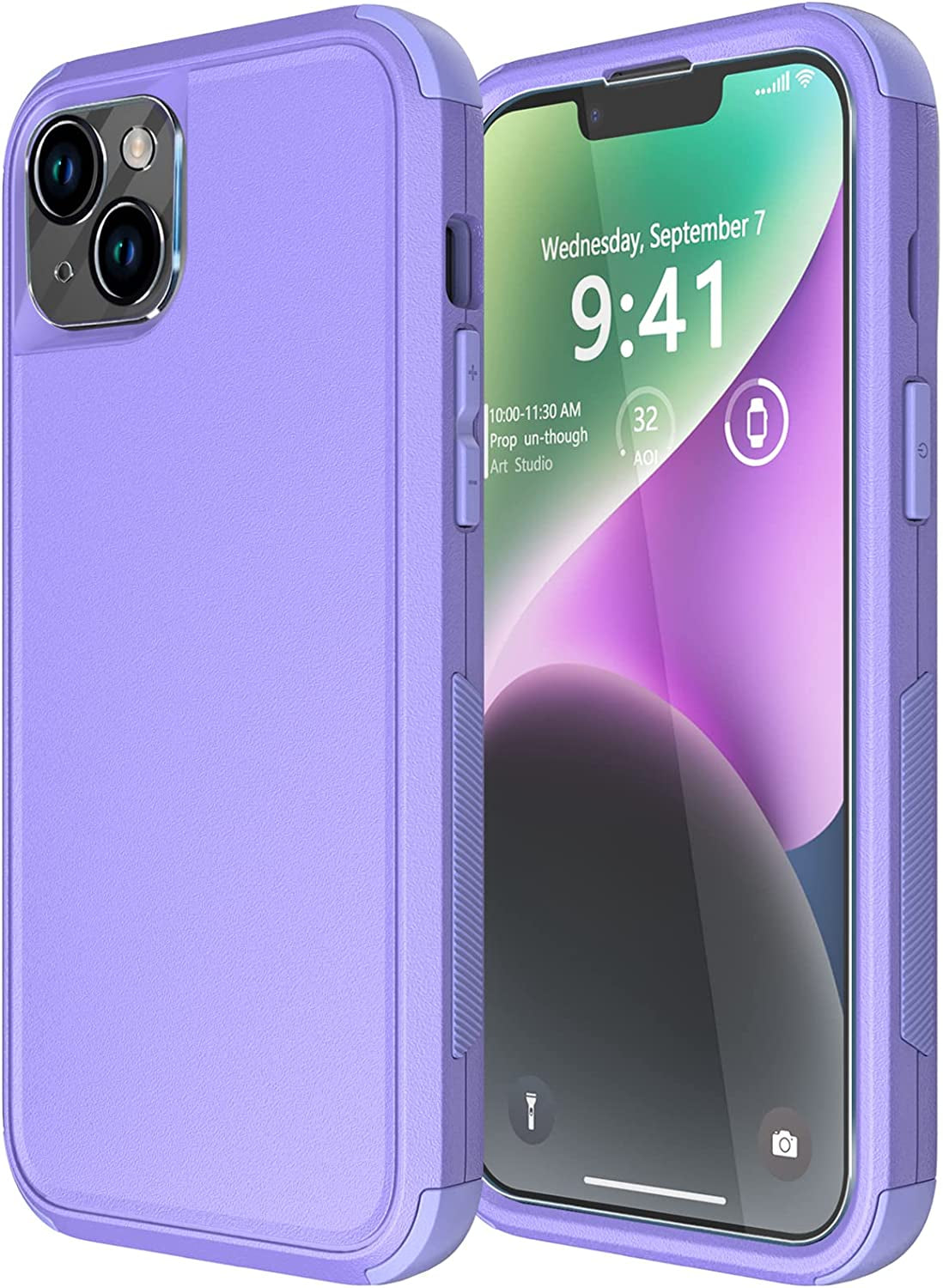 Diverbox Designed for Iphone 14 plus Case with Screen Protector Camera Lens Cover Heavy Duty Shockproof Shock-Resistant Cases for Apple Iphone 14 plus Phone 6.7 Inch (Dark Green)  Diverbox Purple  