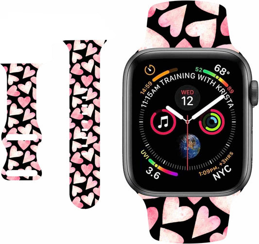 HYHMXB Sweet Lover Valentine'S Day Watch Bands Compatible with Apple Watch 38Mm 40 Mm 41Mm, Fresh Breathable Soft Silicone Wristband Strap for Girls Women Iwatch SE & Series 7/6/5/4/3/2/1 (Color 7)  HYHMXB   