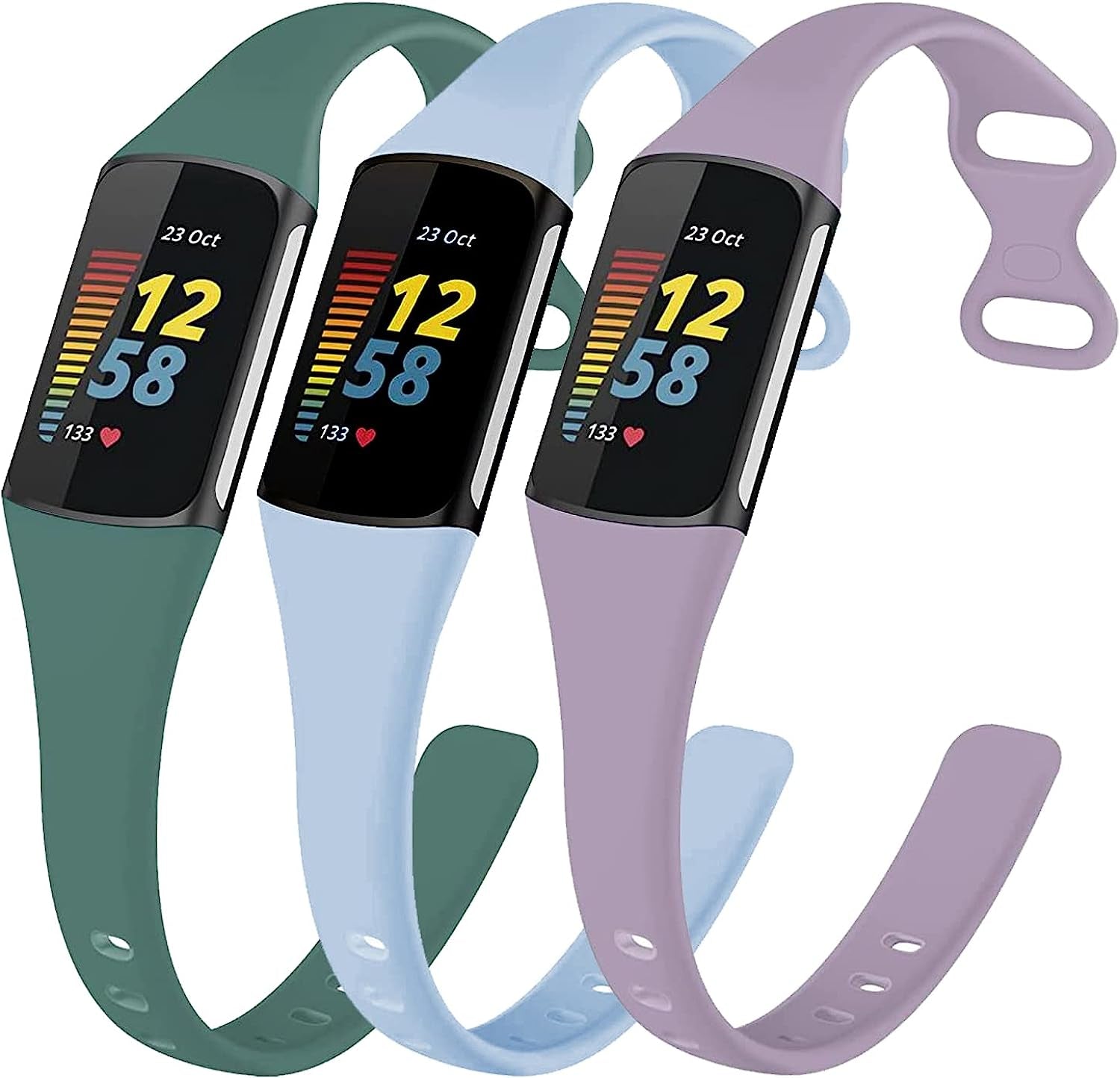 3 Pack Bands for Fitbit Charge 5，Soft Silicone Adjustable Sport Band Replacement Wristbands for Fitbit Charge 5 Fitness Tracker  SENGKOB   