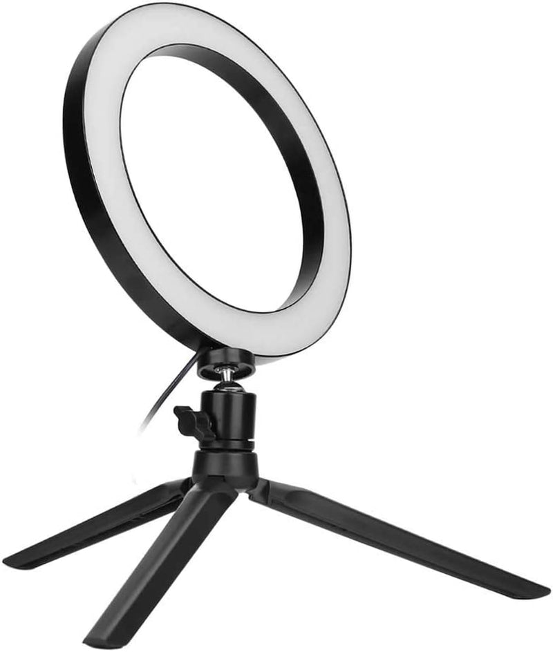 Fonrest LED Ring Light with Stretchable Tripod Stand Selfie Stick, 6-Inch Dimmable Floor/Table Annular Lamp for Selfie, Makeup, Live Stream, Youtube, Vlog, Camera/Phone Video Shooting USB Plug  FONREST   
