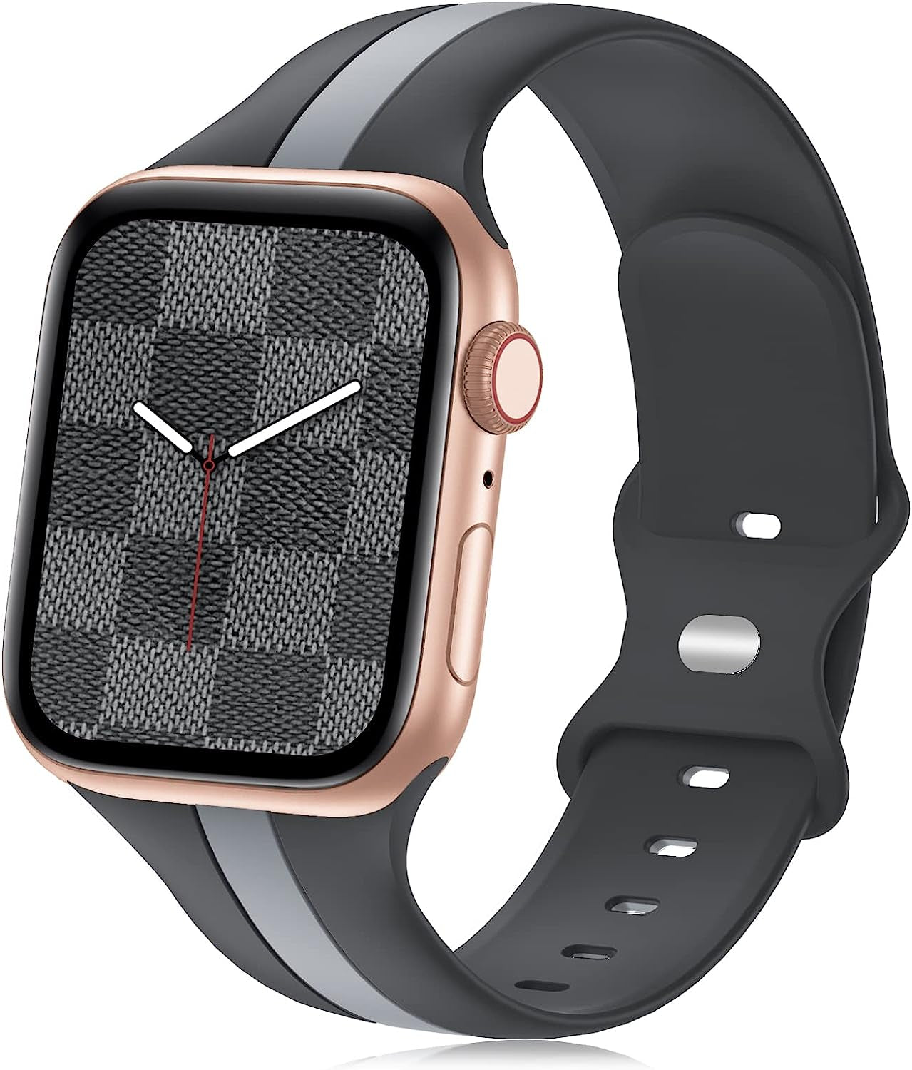 Designer Sport Band Compatible with Apple Watch Iwatch Bands 38Mm 40Mm 41Mm 42Mm 44Mm 45Mm 49Mm Men Women, Soft Silicone Strap Wristbands for Apple Watch Series 8/7/6/5/4/3/2/1/Se/Ultra  seizehe Beige Gray 38mm/40mm/41mm 