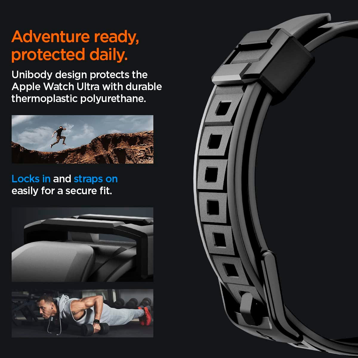 Spigen Rugged Armor Pro Designed for Apple Watch Ultra 49Mm Case with Band - Black  Spigen   